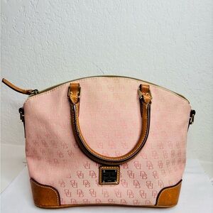 Dooney & Bourke Pink and Tan Satchel with Leather Trim
